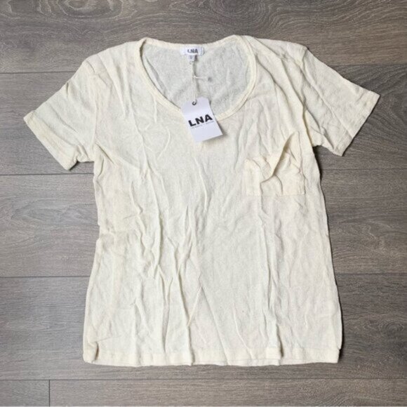 LNA Short Sleeve Torn Pocket Tee Oversized T-Shirt Scoop Neck Size XS - Picture 2 of 11